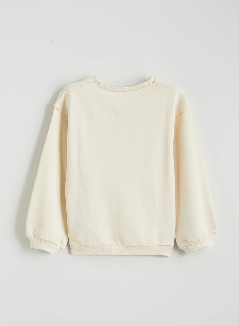 ال سي وايكيكي سويتشيرت بناتي بنقشة ورد برقبة دائرية - Image 3